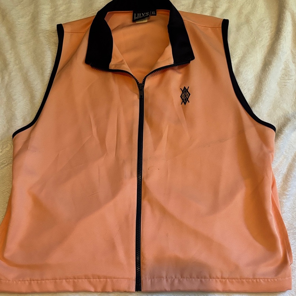 Lily's Peach and Navy Sleeveless Zip Vest